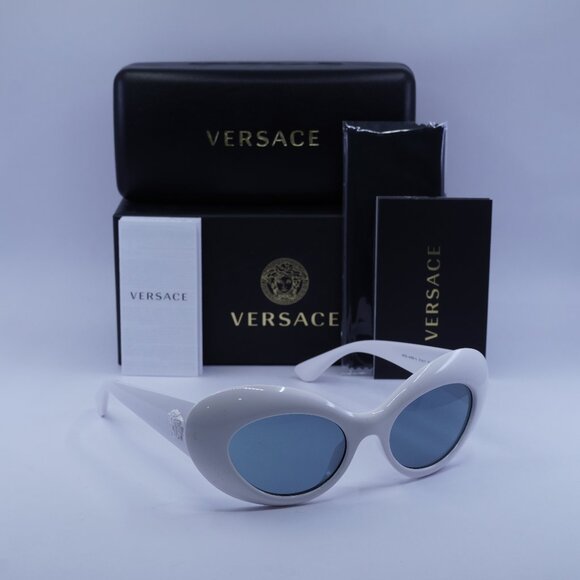 Versace VE4456U 314/1 Oval Sunglasses – White/Grey - Picture 1 of 10